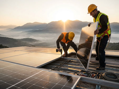 Fachgerechte Montage von Solarmodulen auf einem Wohndach